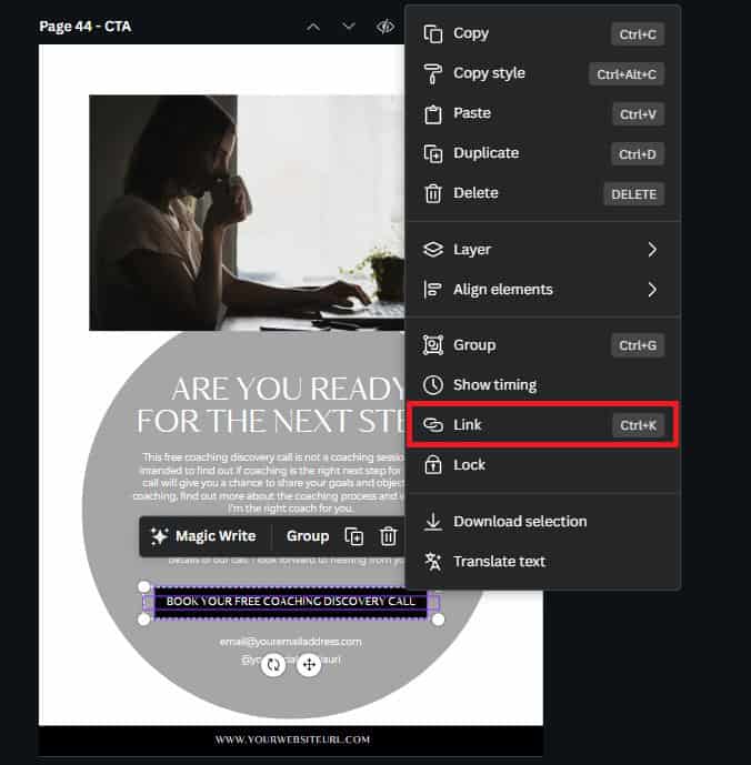 canva-hack-aanklikbare-link link klikbaar maken in canva